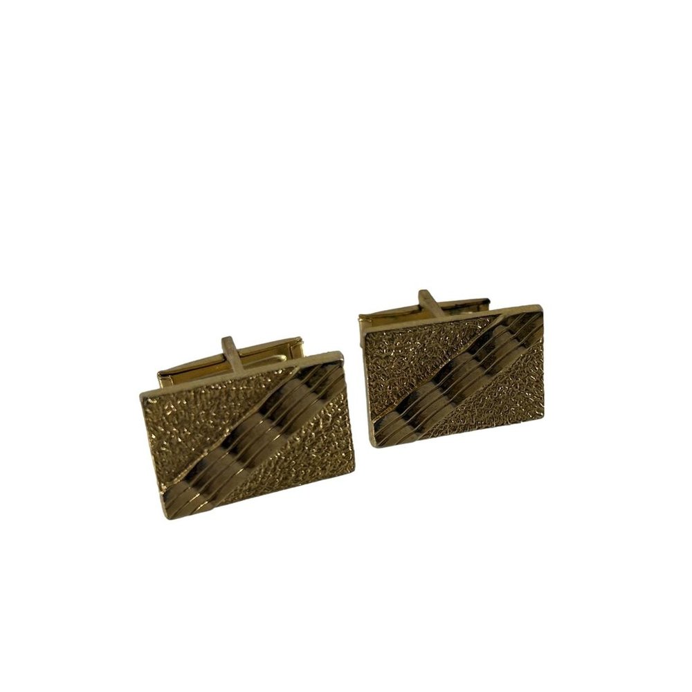 Vintage Gold Tone Textured Cufflinks Rectangles Wedding Prom Unbranded Geometric